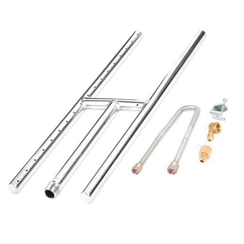 GASPRO 18 x 6 inch Gas Fireplace Burner, Stainless Steel H Burner for Gas Fireplace, Fire Pit, Propane & Natural Gas, Non-Whistle, Easy to Install