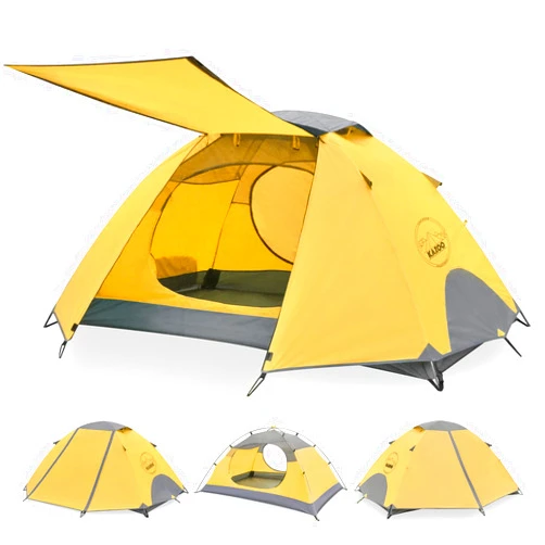 KAZOO Waterproof Backpacking Tent 2/3 Person Lightweight Camping Tents 2/3 People Hiking Tents Aluminum Frame Double Layer (2P Yellow)