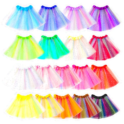 Hoemwarm 18 Pcs Toddler Girls Tutu Dresses 3 Layers Halloween Tutu Dresses for 2-8 Years Old Girls Birthday Party Tulle Skirt