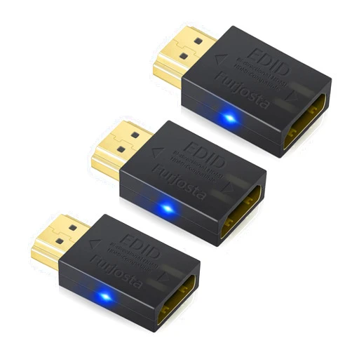 Furjosta HDMI EDID Emulator Passthrough Aluminum Fit Headlesskeep for Video Splitter Switch Extender Pass-Through Adapter Male to Female Coupler Dummy Plug (HDMI 1920x1080) 3P