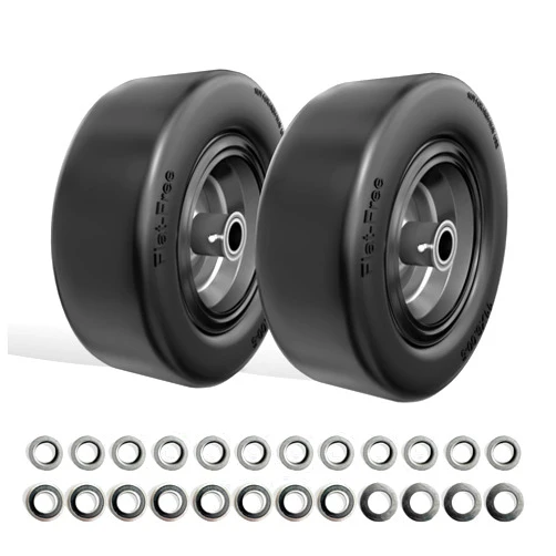 COZLMHJ 2Pack 11x6.00-5 Flat-Free Lawn Mower Tires, Solid Smooth Front Tires for Zero-Turn Mowers, Includes 5/8