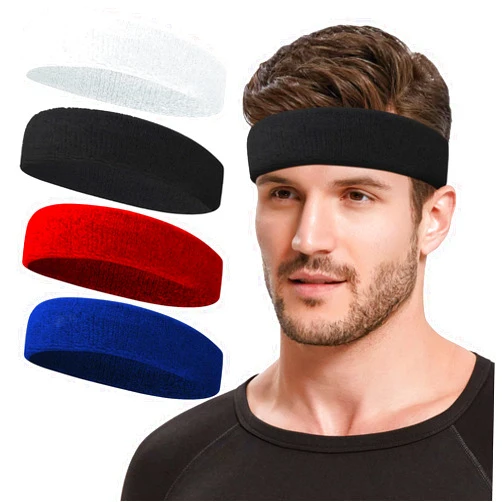 NONSTOP Sweatbands Sports Headband for Men & Women, Moisture Wicking Hairband Athletic Towel Headbands Cotton Head Sweat Bands for Running, Cycling, Yoga, Spa
