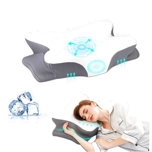 HBYGE Memory Foam Pillows, Ergonomic Pillow for Neck Pain Relief, Bed Pillow for Sleeping, Cervical Neck Pillow for Side, Back, Stomach Sleeper with Cool Pillowcase, Side Sleeper Pillows for Adults