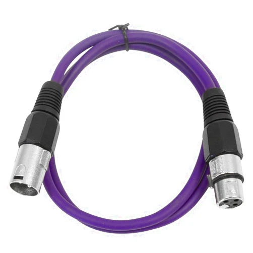 SEISMIC AUDIO - SAXLX-2 - 2' Purple XLR Male to XLR Female Patch Cable - Balanced - 2 Foot Patch Cord