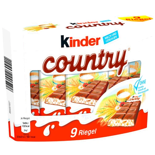 Kinder Country Milk Chocolate with Rich Milk Filling (9's), 211.5grams