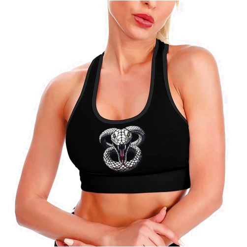 PJHGDAS White King Cobra Hissing Distressed Snake Sports Bras for Women Removable Padded Workout Tank Top Support Yoga Vest