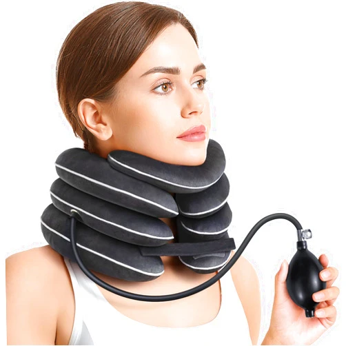 AUVON Inflatable Neck Stretcher for Cervical Traction with Innovative 3-Layer in Vary Sizes Decompression Design, Cervical Stretcher for Instant Relief, Neck Brace Pillow for Neck Support, Home Use