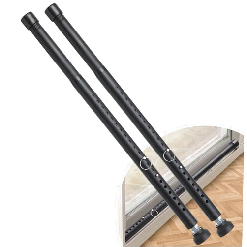 DIIG Sliding Door Security Bar 2packs，17.7-50.5inch Adjustable Locking Window Safety Bar with Rubber Tips,Diameter 1inch Window Security Bar for Home Apartment （Black 2Packs）