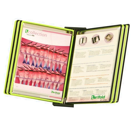Tarifold Wall Mount Reference System with 10 Double-Sided Green & Black-Framed Display Pockets - 20 Sheet Capacity - Letter-Size (WBL291)