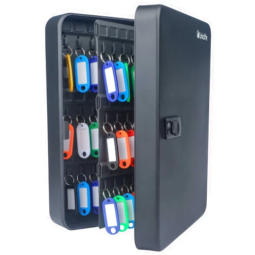 Uniclife 100 Position Key Cabinet with Combination Lock Resettable Black Digital Security Storage Box Steel Key Organizer with Colorful Key Tag Labels Stickers and Hooks
