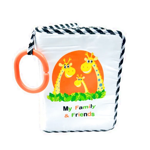 Genius Baby Toys My First Photo Album for Baby with Adorable Giraffe Family, Soft Fabric Cover, Holds 15 Photos, Wipeable Pages, Baby Safe Mirror by Genius Baby Toys