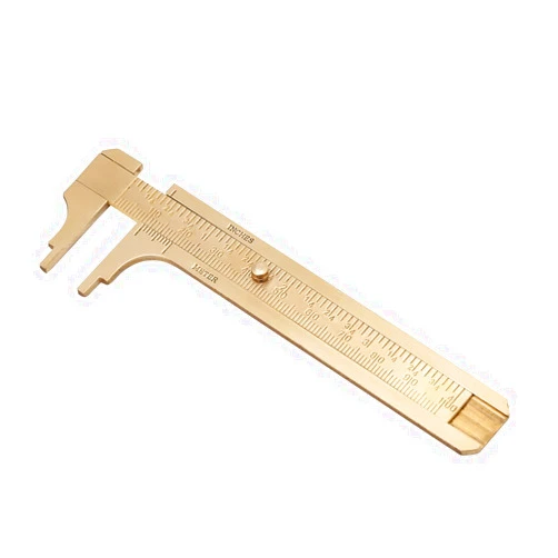 Walfront Handy Sliding Gauge Double Scales Vernier Caliper Ruler Measuring Tool mm/inch Brass Pocket Ruler 100mm