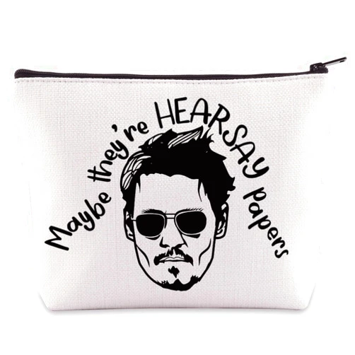 BWWKTOP Johnny Quote Cosmetic Makeup Bag Johnny Court Fan Gifts Maybe They’re Hearsay Papers Zipper Pouch Bag For Movie Fans (Maybe they’re)