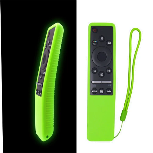 Qzanyee Life BN59-01312A Voice Controlled TV Remote with Silicone Case for Samsung Smart TV QN49Q70R QN49Q7DR QN55Q70R QN55Q7DR QN65Q70R QN65Q7DR QN75Q70R QN75Q7DR QN82Q70R QN82Q7DR QN85Q70R QN85Q7DR QN85Q7DRAF Black remote + Fluorescent green case