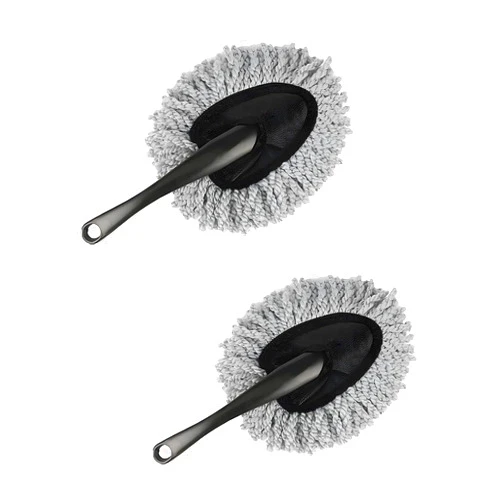 KVAEY 2 PCS Car Dash Duster Brush, Super Soft Microfiber Multi-Functional Car Cleaning Brush, Scratch Free Dash Dusting Tool with a Anti-Skid Handle for Vehicle Home Kitchen Cleaning (Gray)