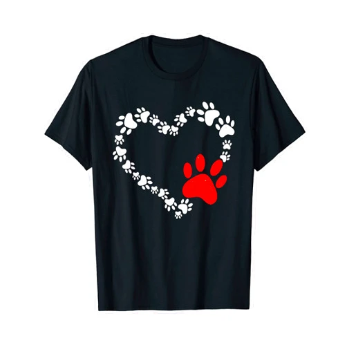 Happy Valentines Funny Dog Lovers Dog Owners Dog Paw Heart Funny Valentine's Day Costume Dog Dad Dog Mom T-Shirt