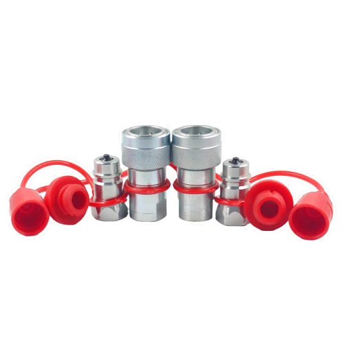 LSQ-PK-04 1/2’’ NPT Ag Hydraulic Quick Connect Couplers, Quick Disconnect Coupling Poppet Pioneer Style, Tractor Hydraulic Coupler with Dust Caps ISO5675, 2 Sets