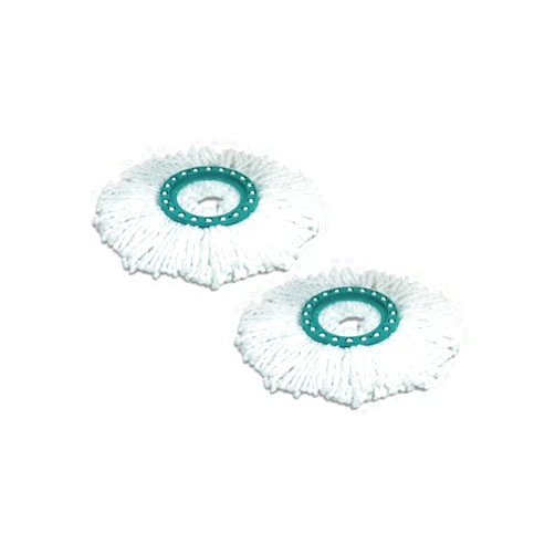 Leifheit Replacement Head Clean Twist Disc Mop, x 2 Pack, High Dirt and Water Absorption with Effective Micro Fibre Cleaning, Microfibre, White, 21 x 17 x 8.5 cm