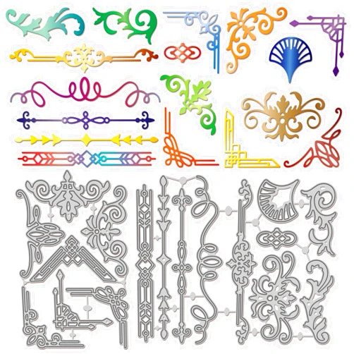 GLOBLELAND Decorative Art Corner Cutting Dies for Card Making Lace Corner Die Cuts Pattern Window Frame Metal Cut Die Stencils for DIY Scrapbooking Embossing Photo Album Craft Decor
