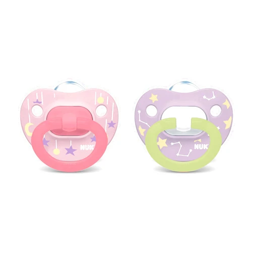 NUK Glow-in-The-Dark Orthodontic Pacifiers, Zebra, 0-6 Month (Pack of 2)