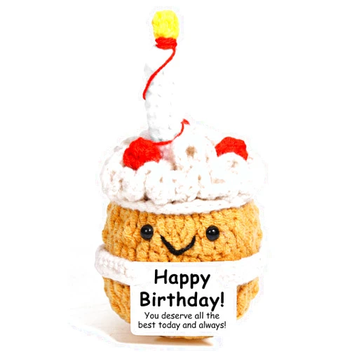 AICase Positive Crochet Cake,Happy Birthday Gifts Inspirational Fanny Knitted Cake Emotional Support Nuggets Unique Small Ideas Funny Decorations Gifts for Women Men Her Him Sister Mom Dad Girls Boys