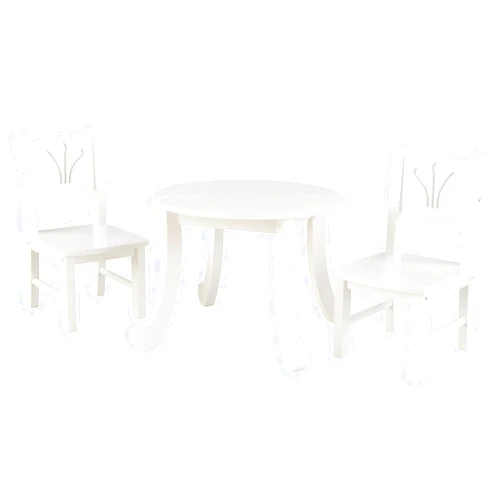 KidKraft Wooden Queen-Anne Style Lil' Doll Table & Chair Set for 18-Inch Dolls - White, Gift for Ages 3+
