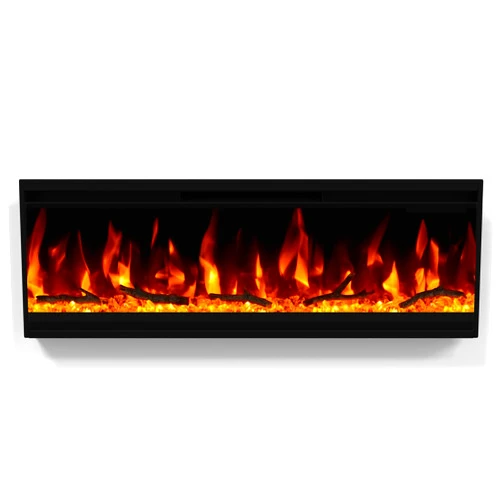 Burutpike 30 inch Electric Fireplace, Ultra-Thin Electric Fireplace Inserts, Ultra-Narrow Frame, Wall Mounted and Recessed Fireplace, Log & Crystal, Touch Screen & Remote Control, 1500W