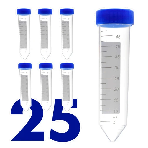 Kashi Scientific Conical Centrifuge Tubes 50mL, [25 Pack] Plastic Test Tube with Screw Caps, 50mL Sterile Test Tubes with Lids, 50 mL Falcon Tubes with Printed Graduation and Write-on Spot