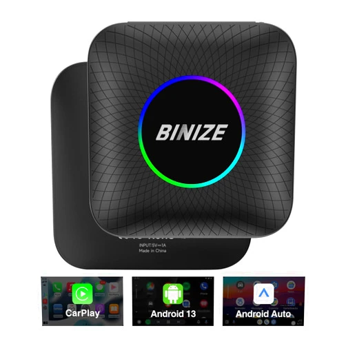 Binize Carplay AI Box Wireless Carplay Wireless Android auto,Android 13 Ai Box,Android Auto Ai Box Only Support OEM Wired CarPlay/Android Auto (8G+128G)