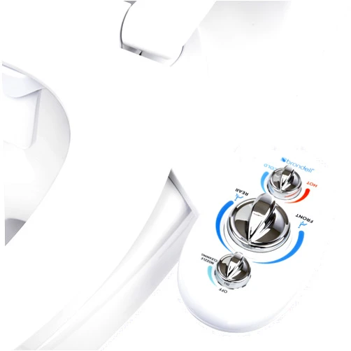 Brondell Bidet Left Hand Bidet Attachment SouthSpa Dual Temperature and Dual Nozzle - control panel on left side - Dual Temperature for warm water wash with Dual Positionable Nozzles, LH-22