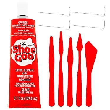 GRAS Art Bundles Shoe Goo Repair Adhesive for Fixing Worn Shoes or Boots, Clear, 3.7 Ounce (109.4mL), 4 Snip Tip Applicator Tips and Pixiss Spreader Tools Set.