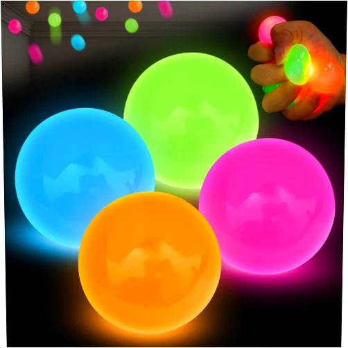 TXP 4Pcs Glow in The Dark Sensory Balls, Upgraded Glowing Sticky Balls Stick to The Ceiling, Stress Relief Sensory Ball Toys for Adults & Kids, Stocking Stuffers, Asmr Cool Stuff & Party Favors