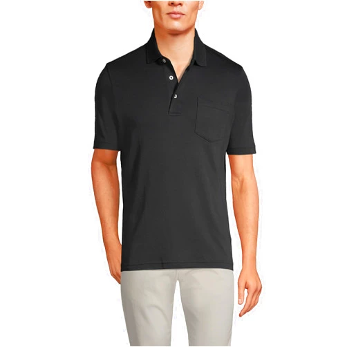 Lands' End Men's Short Sleeve Supima Cotton Polo Shirt with Pocket