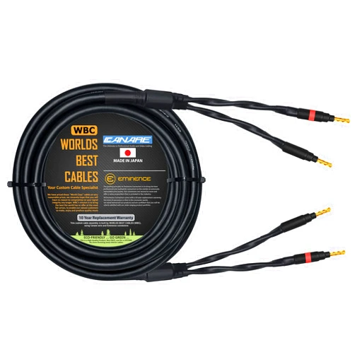 WORLDS BEST CABLES 20 Foot - Canare 4S11 – Audiophile Grade - HiFi Star-Quad Single Speaker Cable for Center Channel with Eminence Gold Banana Connectors
