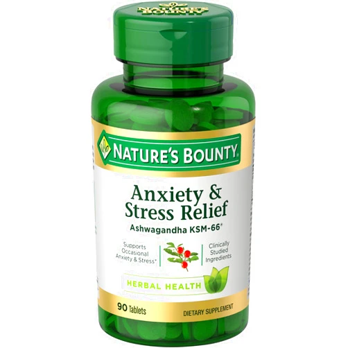Nature's Bounty Stress Relief, Ashwagandha KSM-66, Supports Occasional Stress Relief, Dietary Supplement, Tablets, 90 Ct