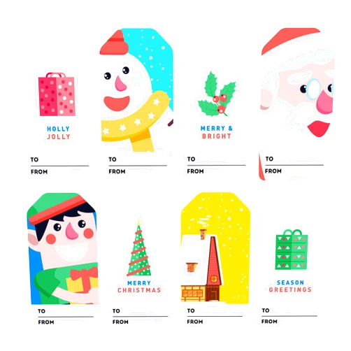 Easykart labels Easykart 400 Christmas Name Sticker for Kids, 3x1.5 inch Typical Shape Size Best for Christmas Stickers Tags for Decoration, Classroom Activities and Gifting