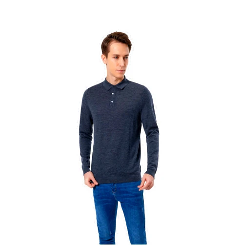 WOSICA Men's 100% Extrafine Merino Wool Long Sleeve Polo