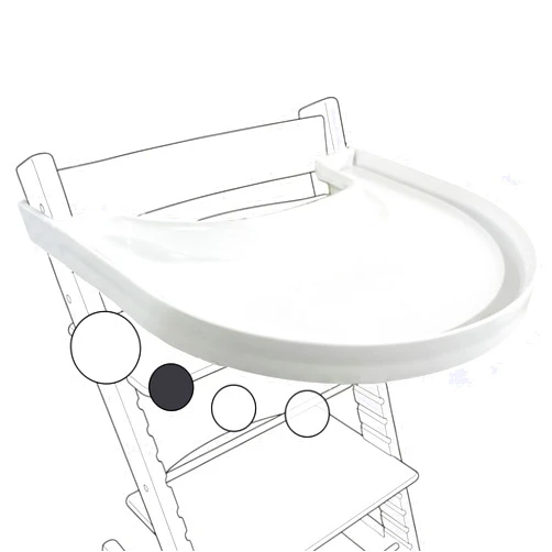 Babarta High Chair Tray for Stokke Tripp Trapp - White - No Baby Set Needed. Suction Surface. Snap-on. BPA Free.