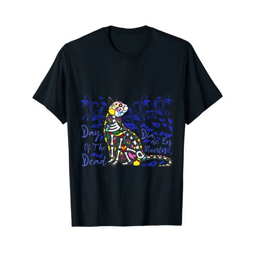 Bone Animal Lover Floral Día De Los Muertos Gift Animal Cat Lover Souls Day Of Dead Dia De Los Muertos T-Shirt