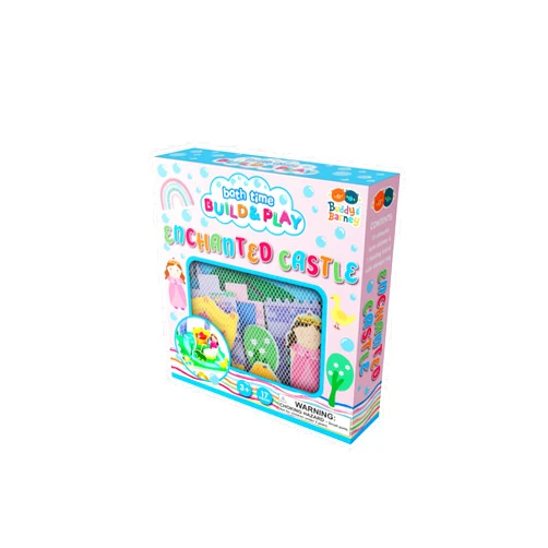 Buddy & Barney: Bath Time: Build & Play - Enchanted Castle - Floating 3D Foam Stickers, Interactive Scene, Suction Cup Mesh Bag, Water Toy, Kids 3+