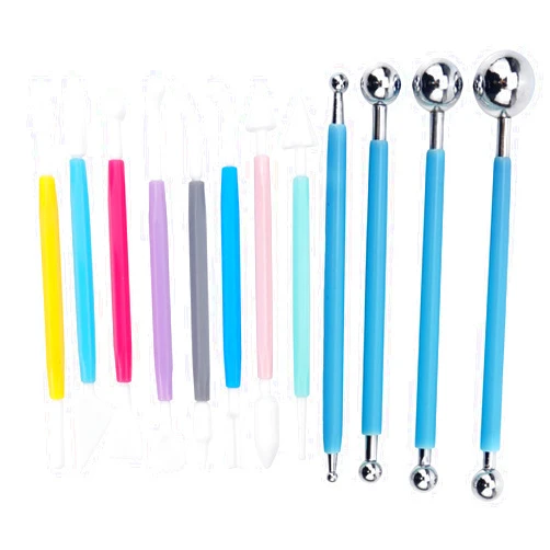 Antrader Cake Decorating Metal Ball Fondant Tool,Double Ended Sculpting Tools Set 8 PCS Clay Indentation Tools and 4 PCS Stainless Steel Dotting Modeling Tools for Cake Flower Sculpture Pottery