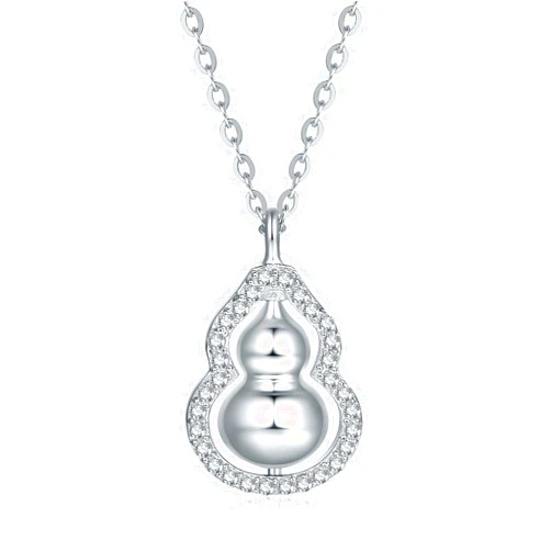 ZHOU LIU FU Pendant Necklaces for Women Silver Gourd Cubic Zirconia Chain Necklace Rotatable Dainty Necklace Gifts Mom Mother Lover