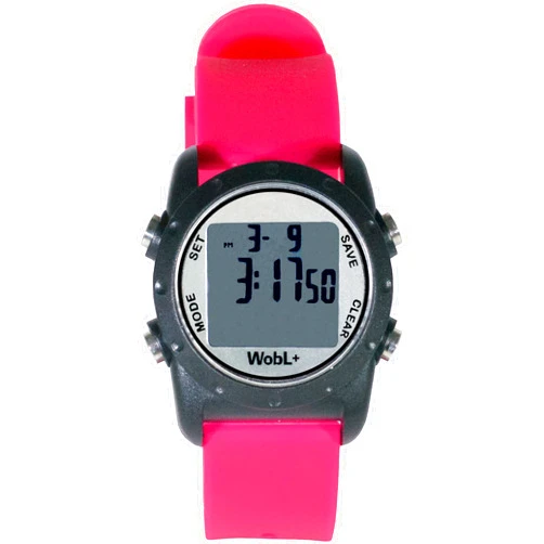 WobL+ World's Smallest & Best Waterproof Vibrating 9 Alarms + Countdown Timer Wristwatch (Pink) Sports/Medicine/Meeting/Potty Reminders