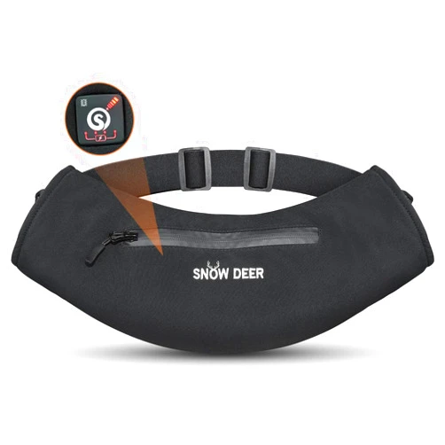 SNOW DEER Rechargeable Heated Hands Muff, 14 Hours Long Lasting Hands Warmer with 3 Levels Quick Heating and Power Dispay，Portable Heated Waist Pouch for Hunting, Fishing, Hiking, Camping, Football