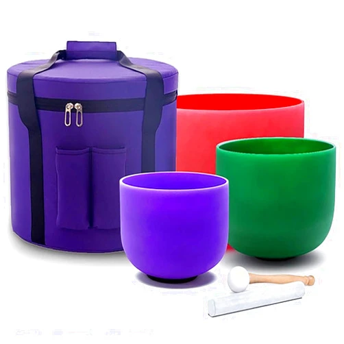 Siceeoly 8-12 inch Set of 3 Crystal Singing Bowls 8