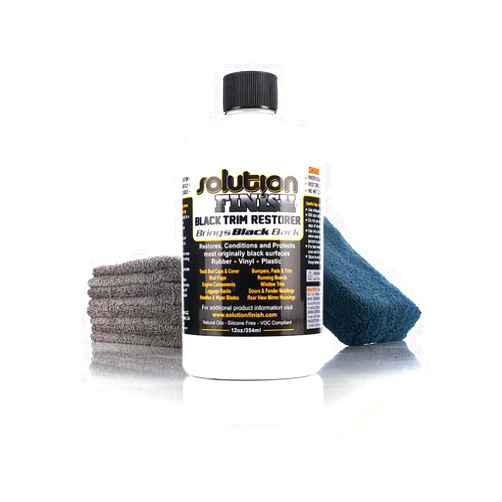 The Rag Company - Solution Finish Full Installation Kit - Enriche, Condition, Protect; Black Plastic Trim Restorer (12oz) + 2 Microfiber Towels + Applicator Sponge + Gloves