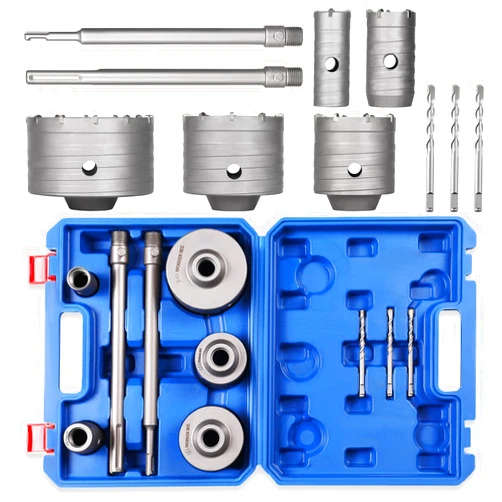 Worker Bee Concrete Hole Saw Kit,SDS Plus & Max Shank Masonry Wall Hole Opening for Brick, Concrete,Cement Stone,10-Piece