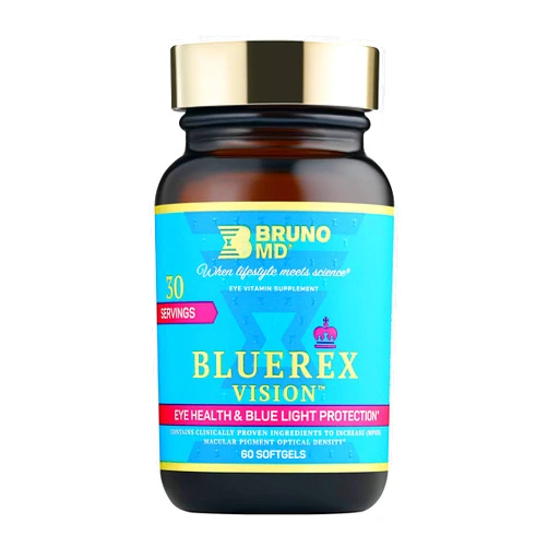BRUNO MD Bluerex Vision, Eye Health Supplement for Adults, Vitamin E and Bilberry Extracts, Antioxidant Supplement, Helps with Computer Vision Syndrome, Dry Eyes & Eye Health