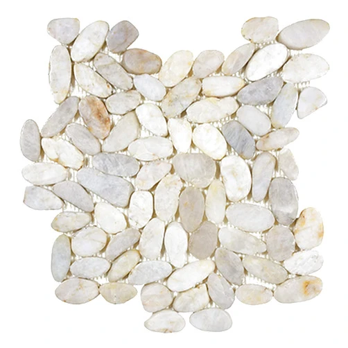 BUILDMYPLACE.COM BuildMyplace 12 × 12 inch Zen Fiji Cream Flat Pebble Polished Mosaic Floor and Wall Tile, 5 Pieces, Backsplash Tiles for Kitchen, Bathroom, Swimming Pool, Modern Living Room | Covers: 5 / sq. ft.