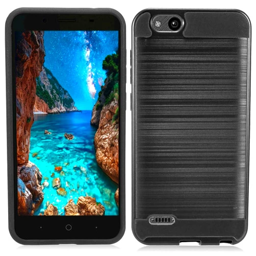 NEM Luxury Brushed Phone Case Compatible with ZTE N9137 (Tempo X), Z839 (Blade Vantage), Z855 (Avid 4), Fanfare 3 Z852, GO - Heavy Duty Protection, Slim Fit, Shockproof Black
